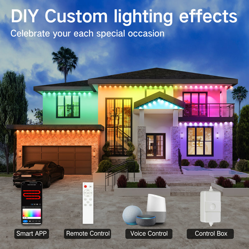 Leposava RGBIC 50-Ft Outdoor String Lights - 36 LED Bulbs, 44 Scene Modes, Weatherproof