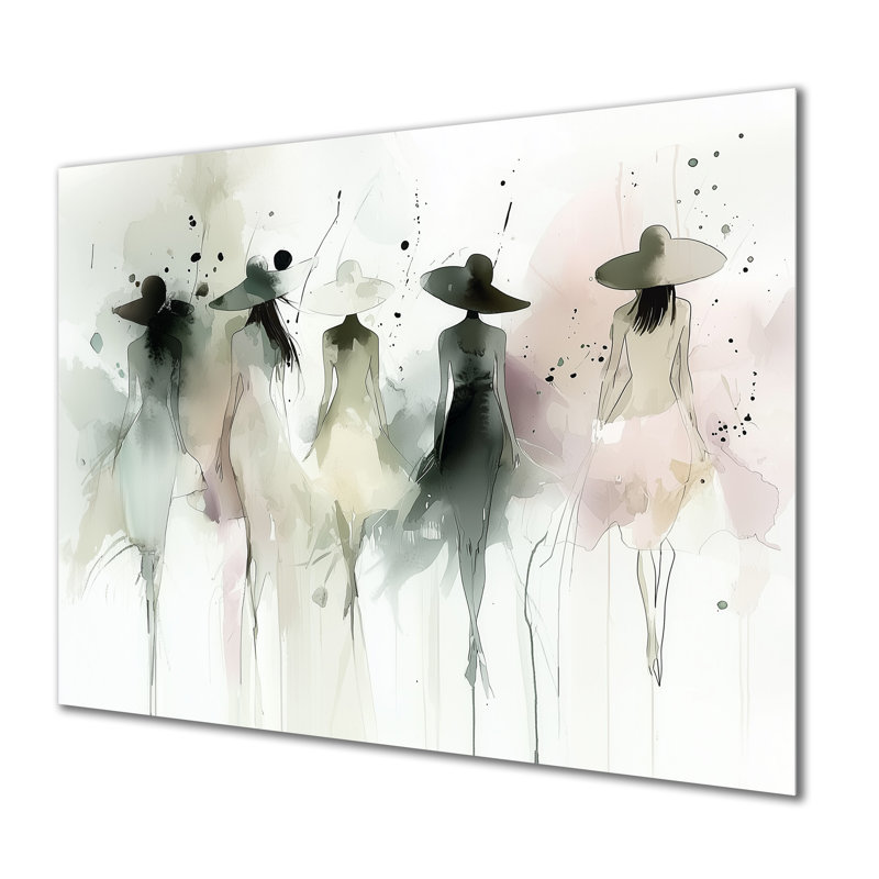 Fashion Silhouette Women In Broadway II - Glam Metal Wall Art, Fashion Woman Metal Print, 34" H x 44" W