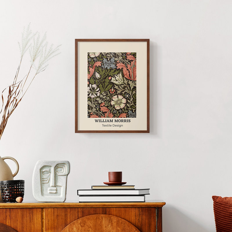 William Morris, reproduction encadrée CIX, H 14 po x l 11 po, Naturel