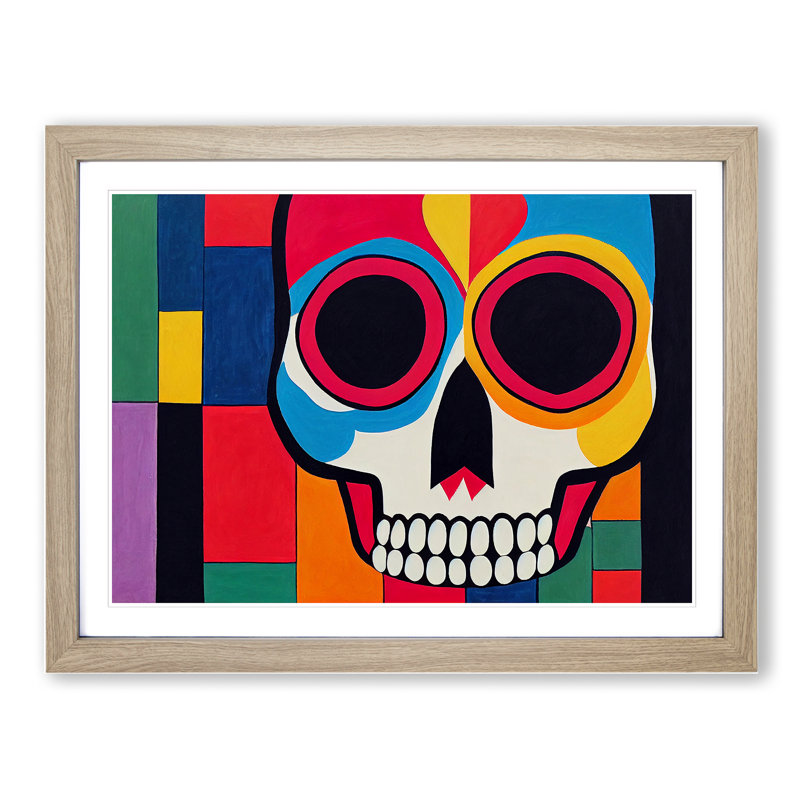 Abstract Skull - Framed Print, 25cm H x 34cm W x 2cm D, Oak