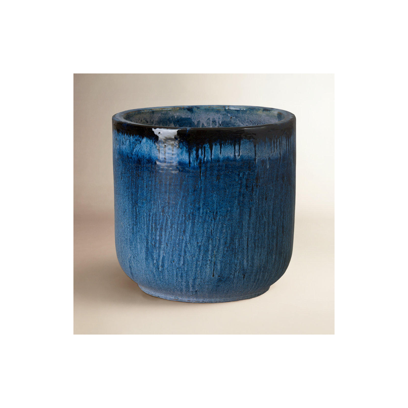 BARREL PLANTER, QUIN BLUE, 20" H x 20" W x 20" D
