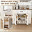 Îlot de cuisine sur roulettes avec rangement et prise de courant - Table de bar rustique mobile, plateau en bois avec tablette réglable et tiroir pour la cuisine, le salon et la salle à manger