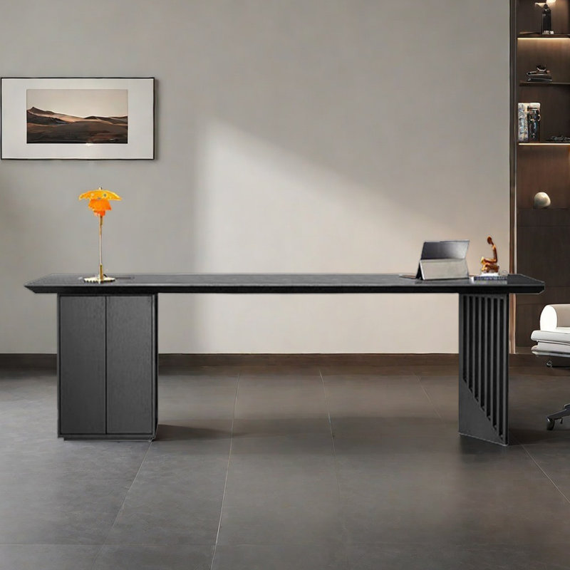 Bureau pour le bureau à domicile simple, H 29,53 po x l 86,61 po x P 31,5 po, Noir