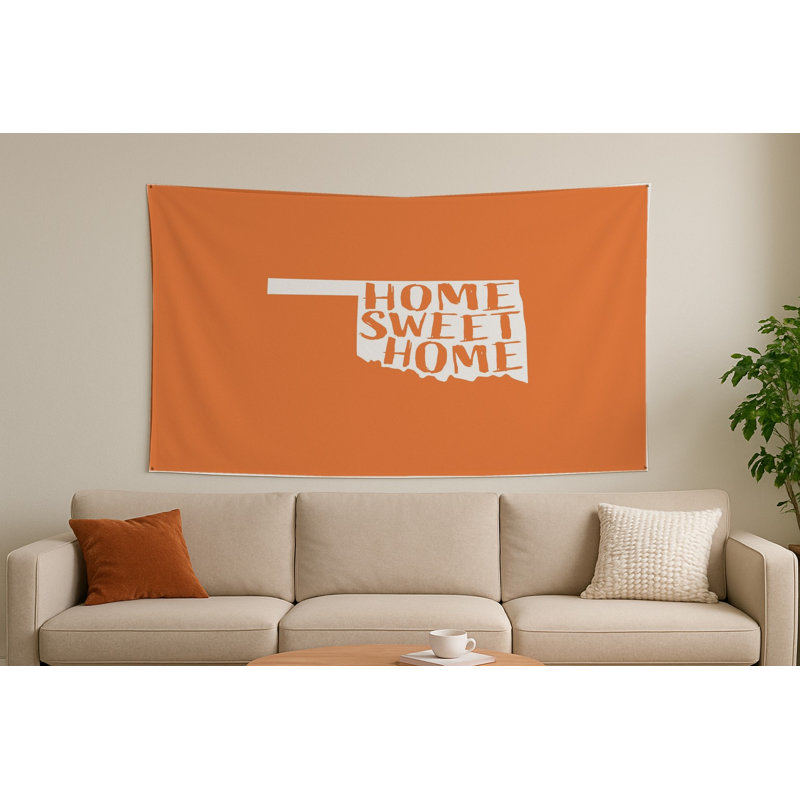 DOUX FOYER — Silhouette de l'État d'Oklahoma — Peinture murale tissée avec paysage, H 50 po x l 70 po