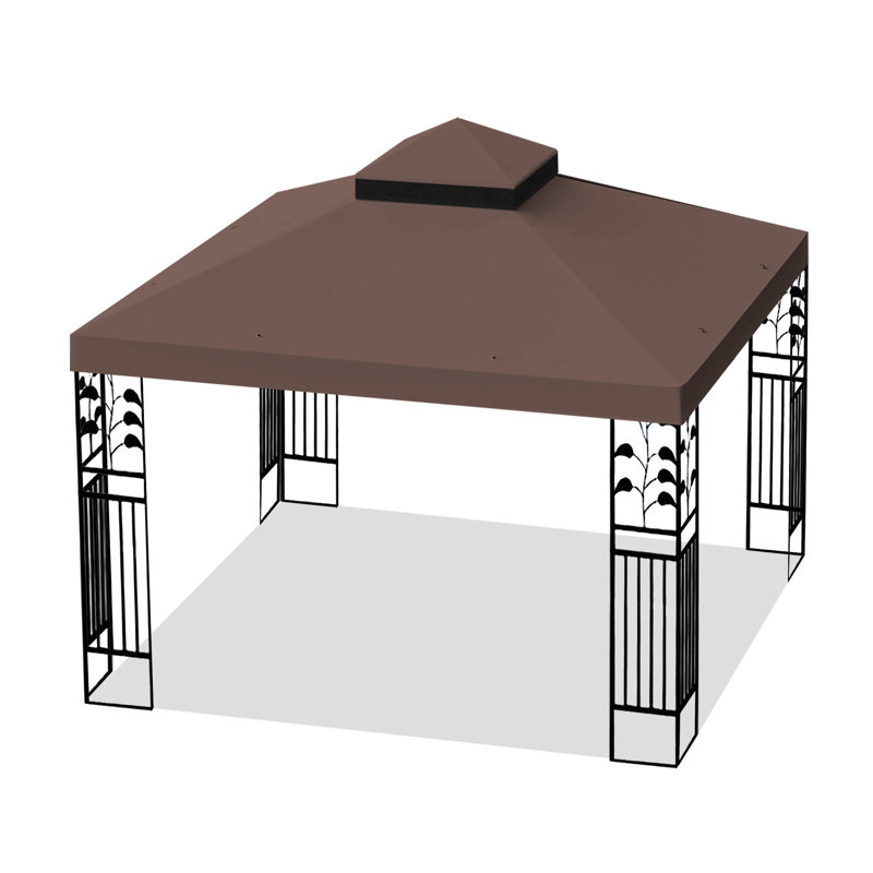 Toile de remplacement pour pavillon de jardin 10 x 10 pi - Toit de tente à deux niveaux protégé contre l'eau, tissu résistant à la décoloration avec trous de bonde et filet anti-insectes