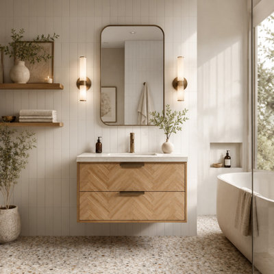 Carlsbad 36" Floating Bathroom Vanity Weathered Fir