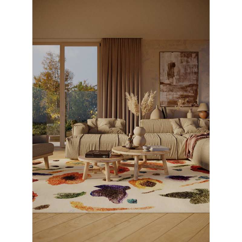 Nakida Washable Floral Indoor Rug, Rectangle 7' x 10'