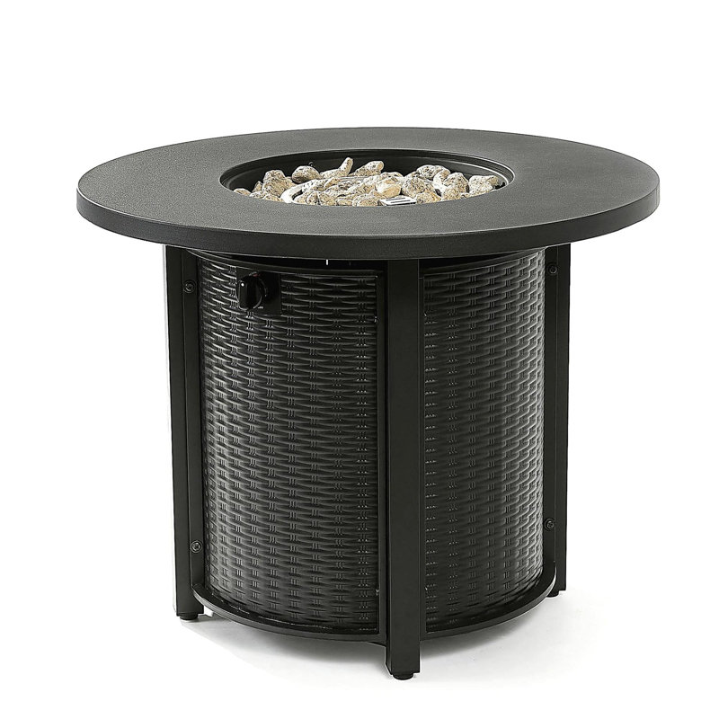 Circular propane pit table with lava rock