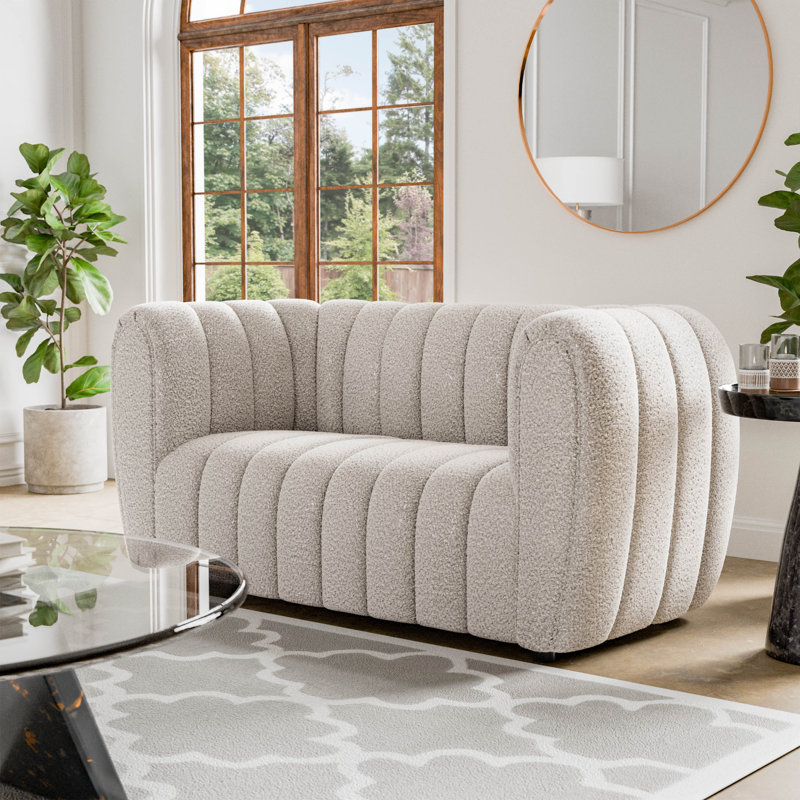 Celal 63'' Upholstered Loveseat, Off-White 100% Polyester, 31.5” H x 63” L x 34.5” W