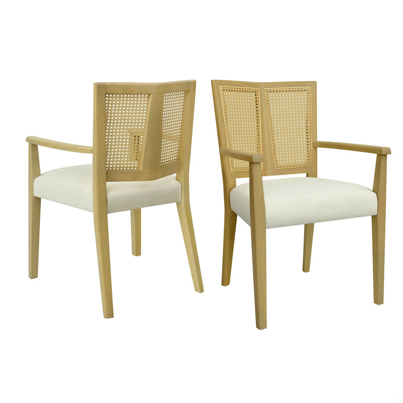 Ensemble de 2 chaises avec accoudoirs, Naturel, Beige