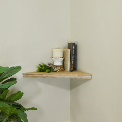 VIP Wood 15.5 in. Brown Textured Corner Shelf