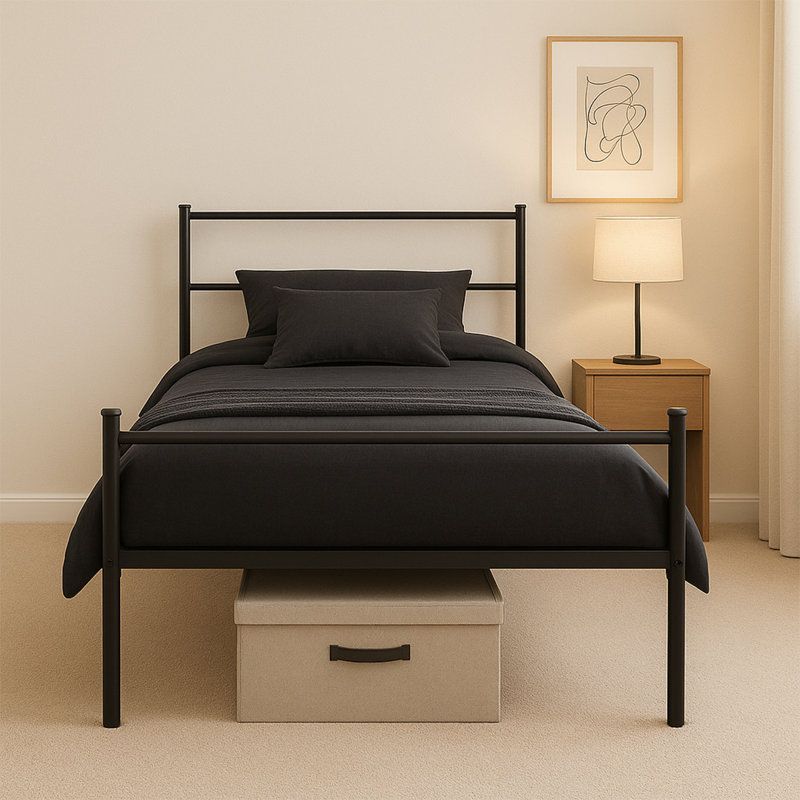 Mahim Metal Bed, Black, Single (3')