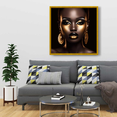 Piercing gaze - Yellow Framed Canvas for Bedroom Decor