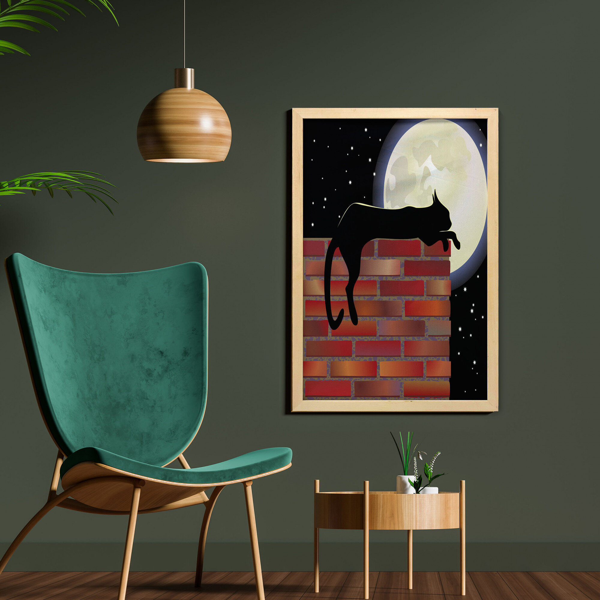 Black Cat and Moon' Art Print