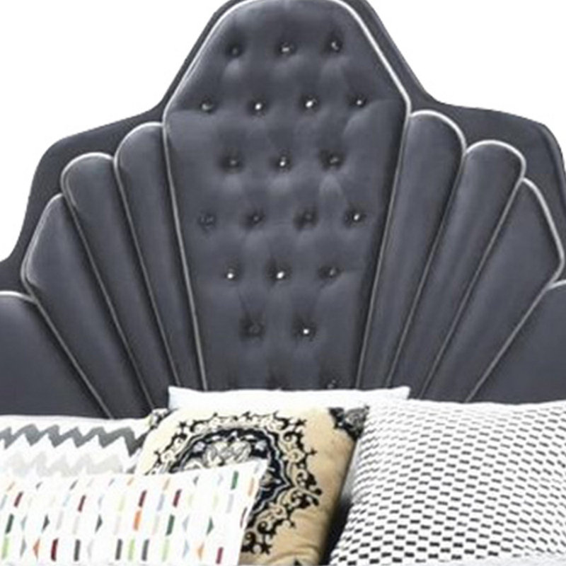 Lit plateforme tapissier touffeté Jument, Grand, Gris