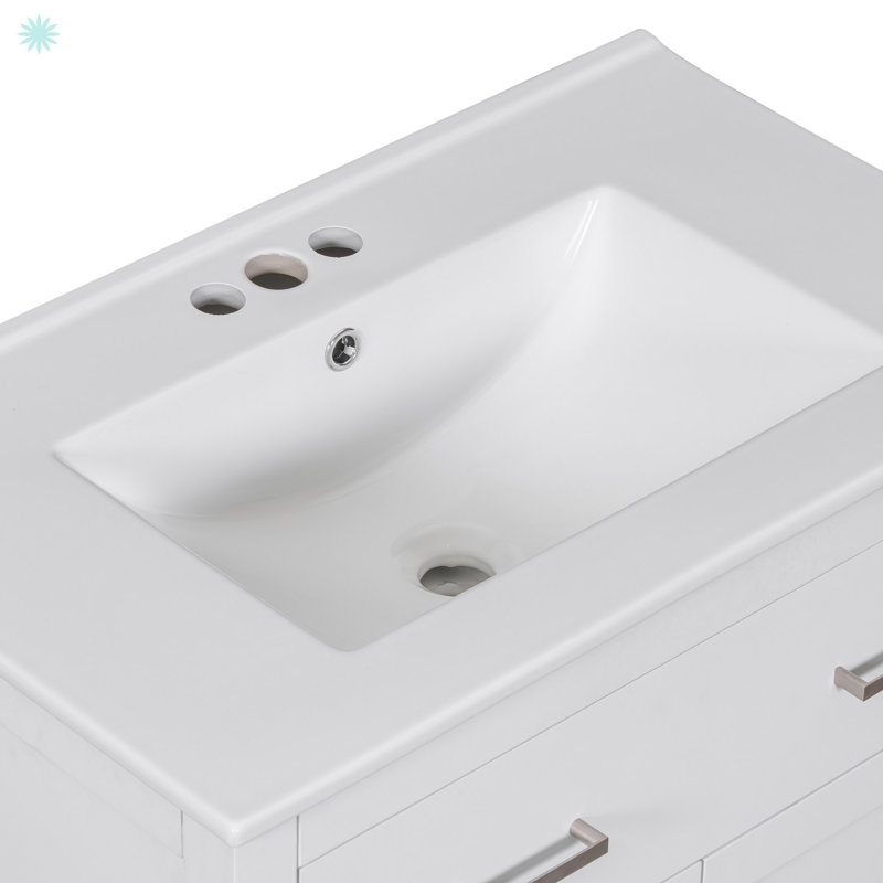 Meuble-lavabo 30 po avec lavabo en céramique, Blanc