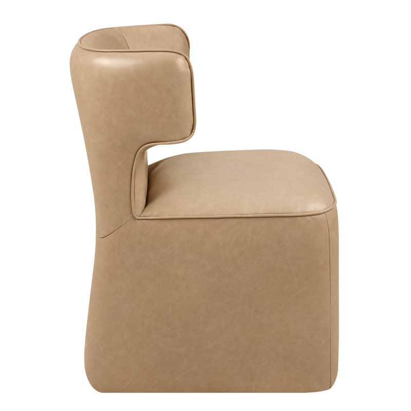 Sardinia Vegan Leather Dining Chair With Casters Copley Brown Performance