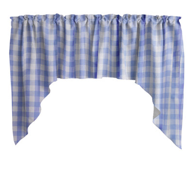 Gingham Checkered Print Swag Window Valance
