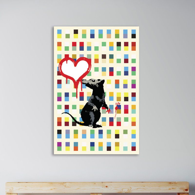 Retro Rat by Banksy - Wrapped Canvas Print, 107cm H x 71cm W x 4cm D