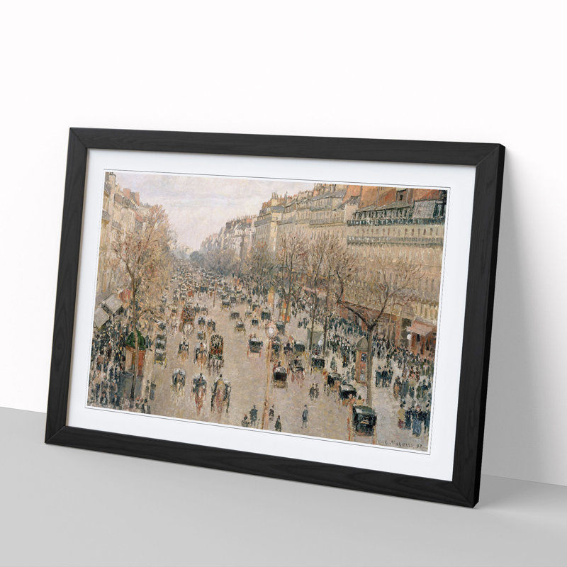 Boulevard Montmartre Vol.4 by Camille Pissarro - Framed Print, 48cm H x 65cm W x 2cm D, Black