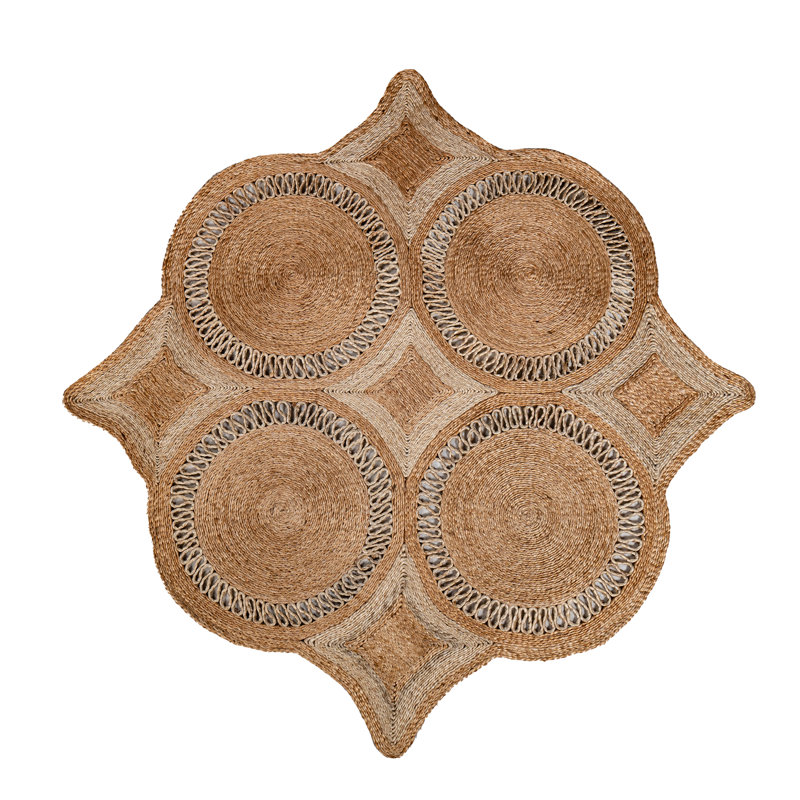 Tapis de jute tissé à la main avec motif rond