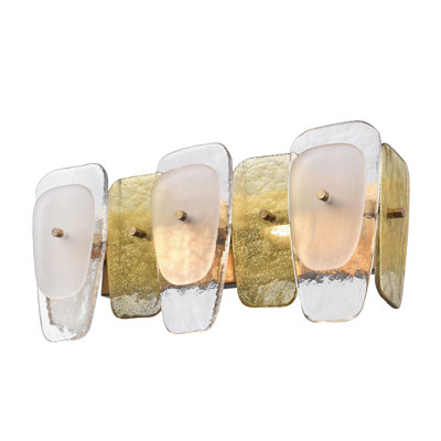 20.75" Strata Vanity  in Lacquered Gold with Layers of Clear, Frosted, and Gold-Leafed Glass