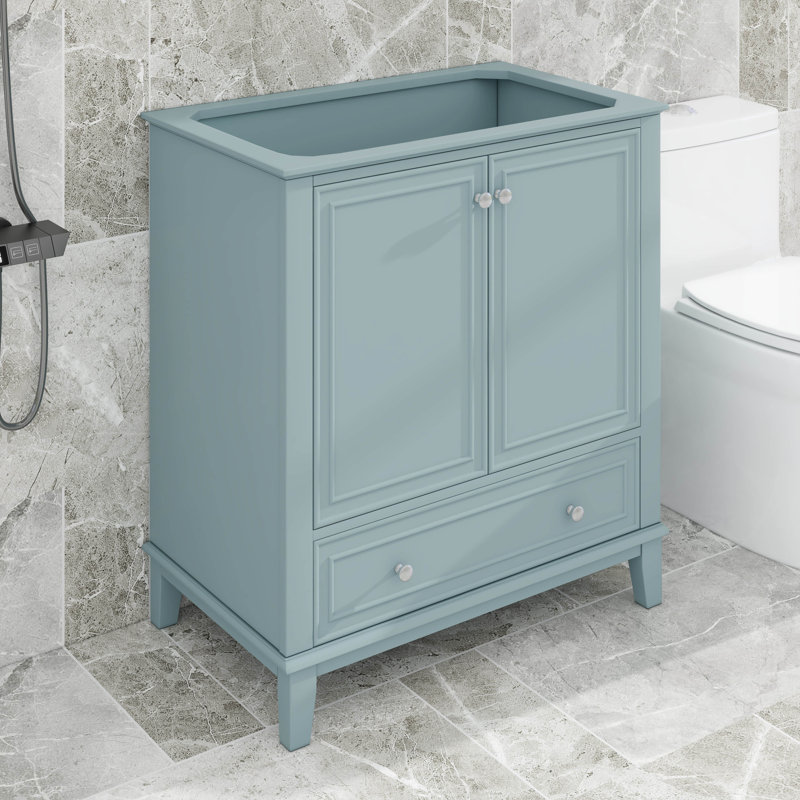 Meuble-lavabo 30 po sans lavabo, meuble-lavabo multifonctionnel avec portes et tiroir, Vert