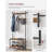 Coat Rack, Hall Tree With Shoe Storage Bench, Entryway Bench With Shoe Storage, 3-In-1, Steel Frame, For Entryway, 12.6 X 27.6 X 68.9 Inches, Industrial, Greige And Black UHSR41MB-114991602