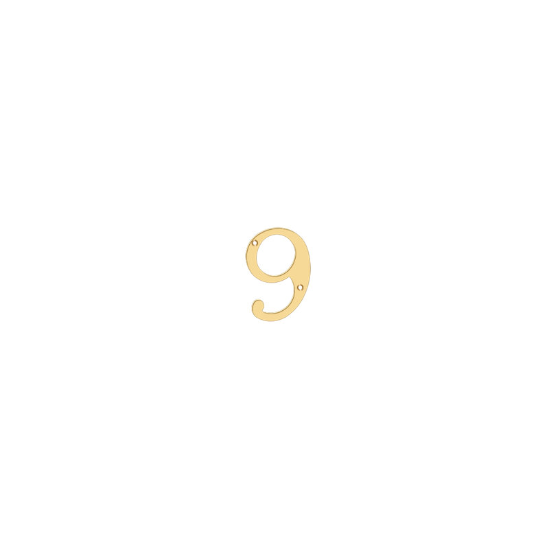 House Number, 9, PVD Polished Brass