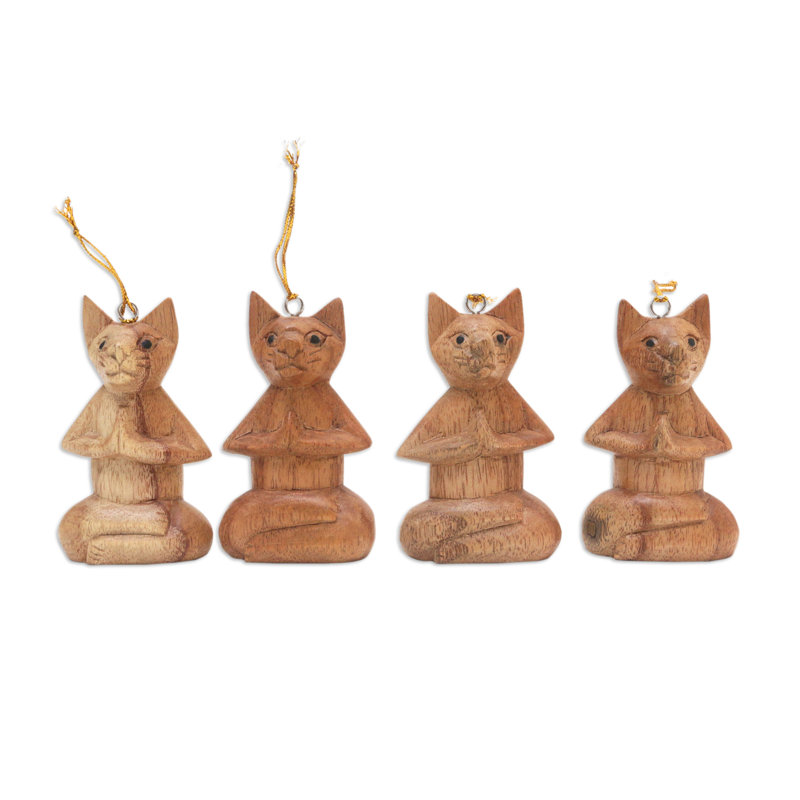 3.9'' Handmade Wood Animals Hanging Figurine Ornament