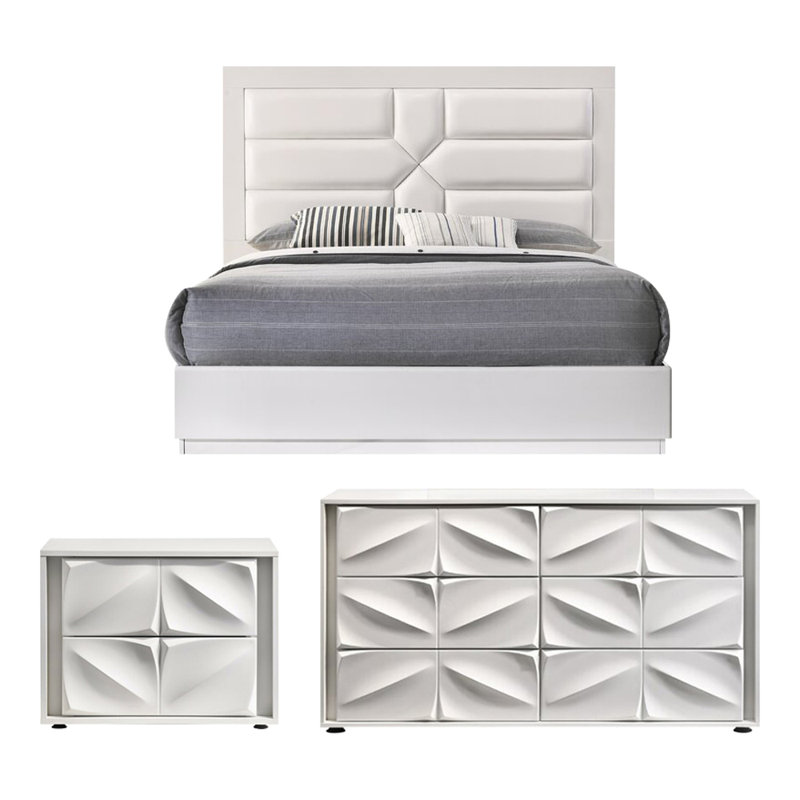 Ensemble de chambre configurable avec lit plateforme Baconton
