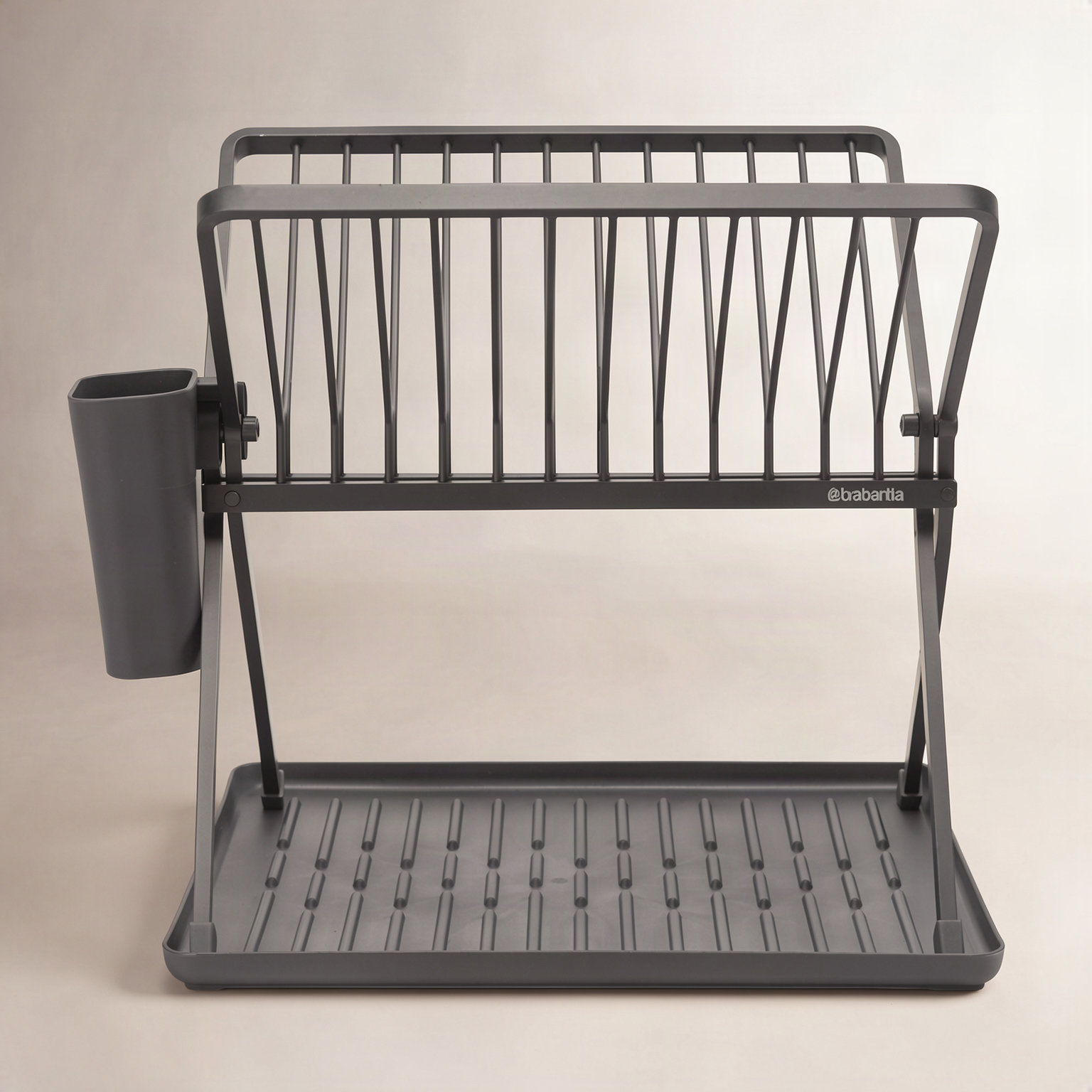 Brabantia Foldable Dish Rack, Dark Gray, 12.4" H x 14.6" W x 13" D 