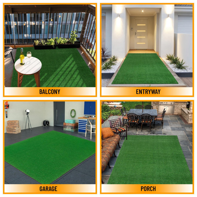 Primrue Artificial Grass Turf Indoor Outdoor Faux Grass Rug With ...