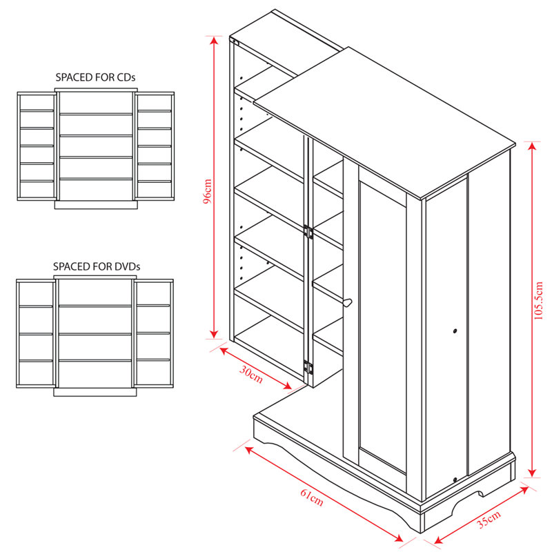 105.5cm H Media Cabinet, Oak