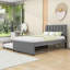 Lit plateforme tapissier simple avec lumières DEL et lit gigogne Radena-434290391