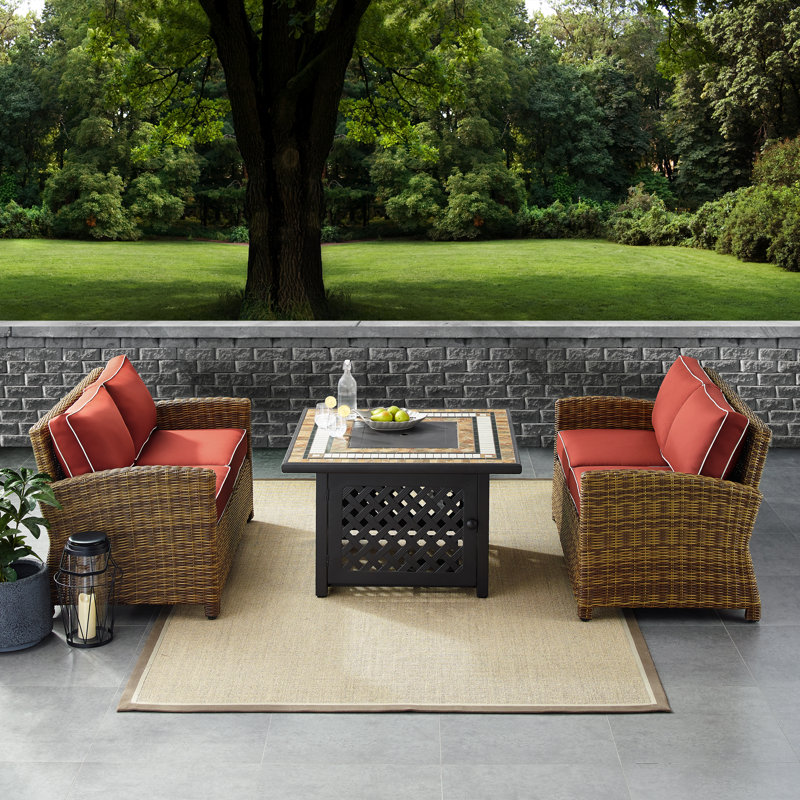4 - Person Patio Conversation Set with Cushions, Sangria