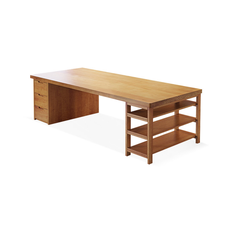 Brown Rectangular Solid Wood desk, 29.53" H x 70.87" W x 31.5" D