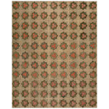 Fabulous Red Circles Forming a Diamond Pattern Antique American Hooked Rug 9'6" x 12'0" Area Rug