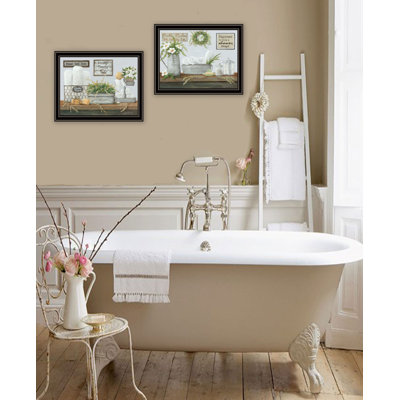 Ophelia & Co. "Fluffy Towels" -Bathroom Decor" Framed Wall Art For Bathroom, Wall Art Print For Home Decor, Bathroom Wall Art By Pam Britton