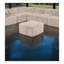Pouf carré contemporain taupe avec revêtement en fausse fourrure et âme en mousse haute densité