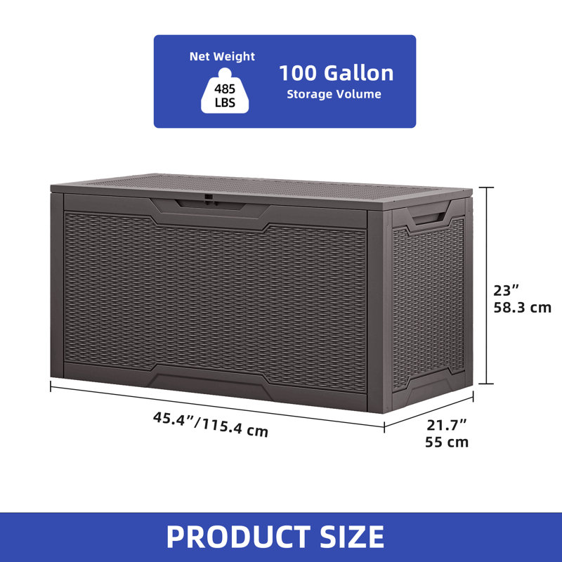 Balconera 100 Gallons Lockable Resin Deck Box, Brown