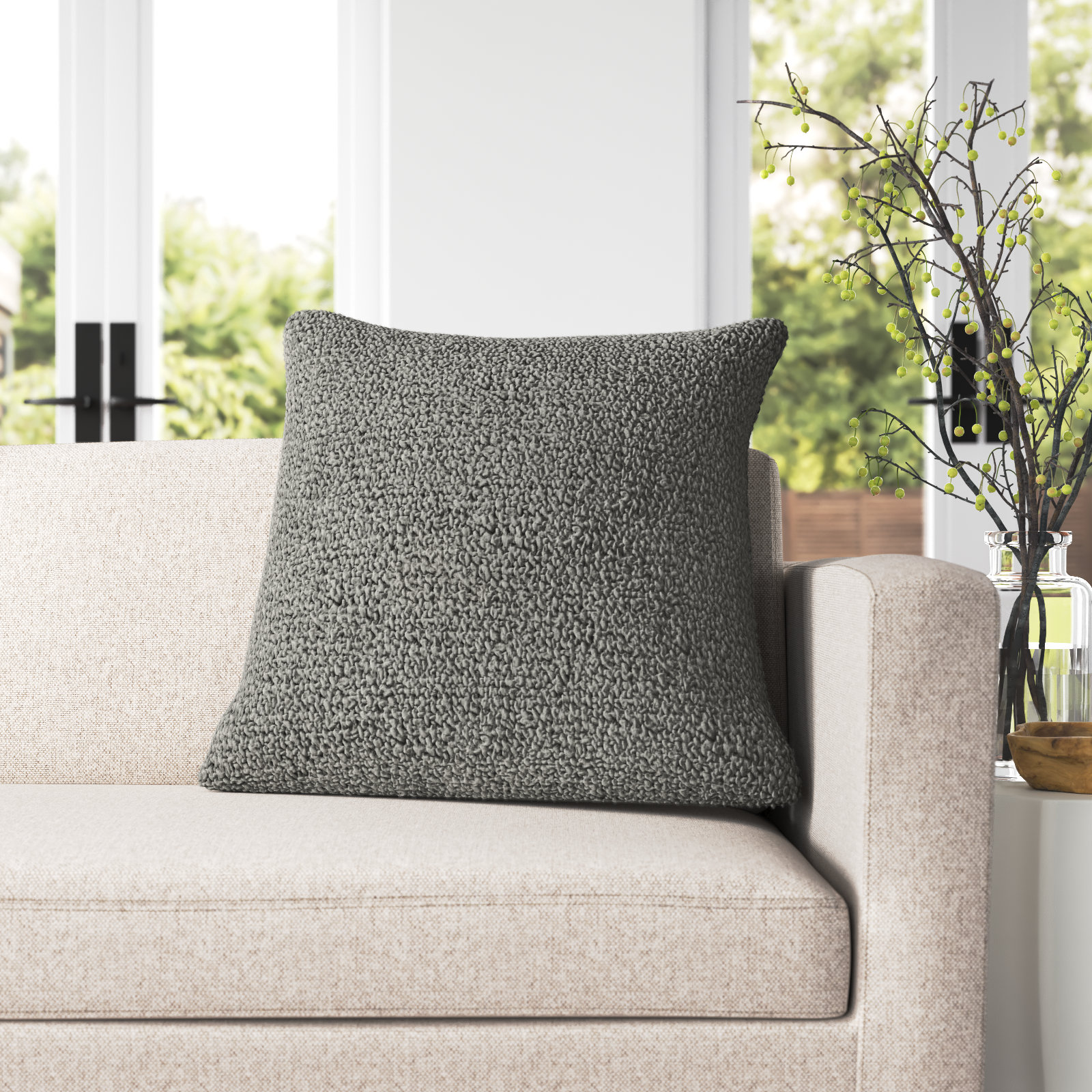 Throw Pillow, Gray, Pillow Cover Only - No Insert 