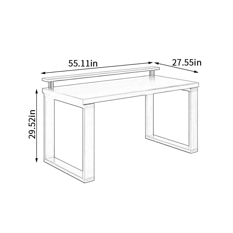 Simple Black Practical Solid Wood Writing Desk, 29.52" H x 55.11" W x 27.55" D