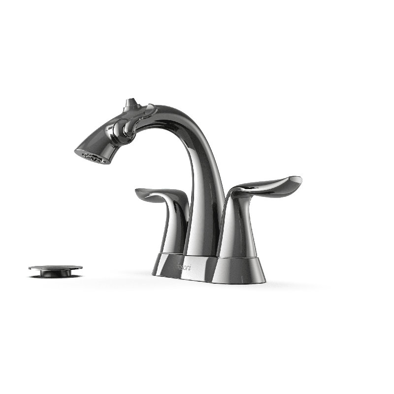Da Vinci Centerset Bathroom Fountain Faucet with Drain Assembly, Gloss Black Nickel