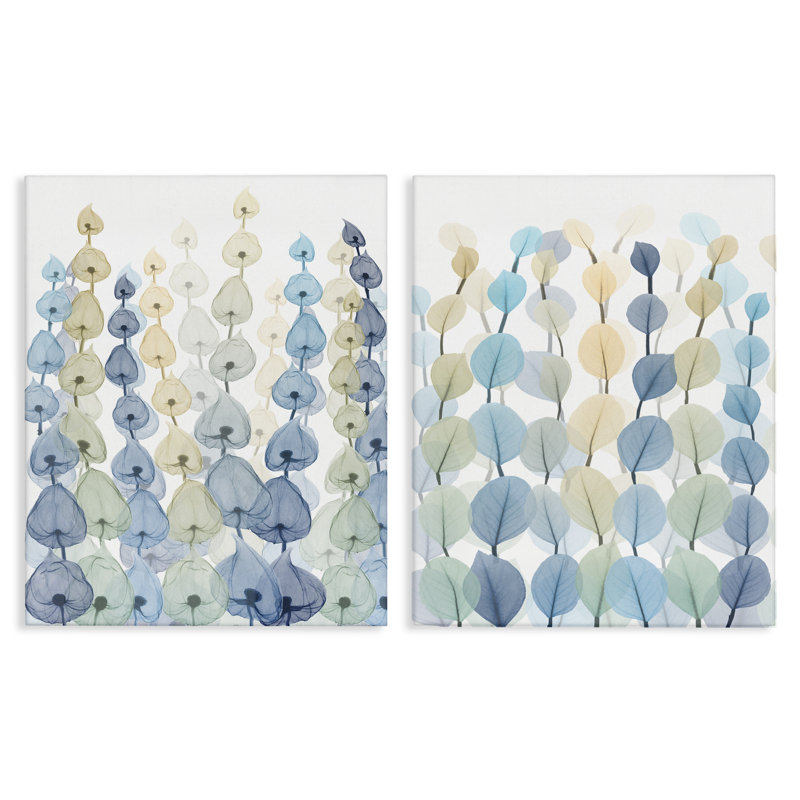«Seaweeds and Ocean Plants Blue Green Pattern Designs» par Albert Koetsier, ensemble de 2 reproductions d'art graphique