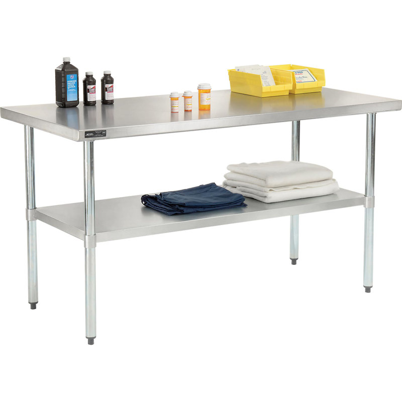Workbench w/ 18 Ga 430 Series SS Top & Undershelf, 35" H x 60" W x 30" D