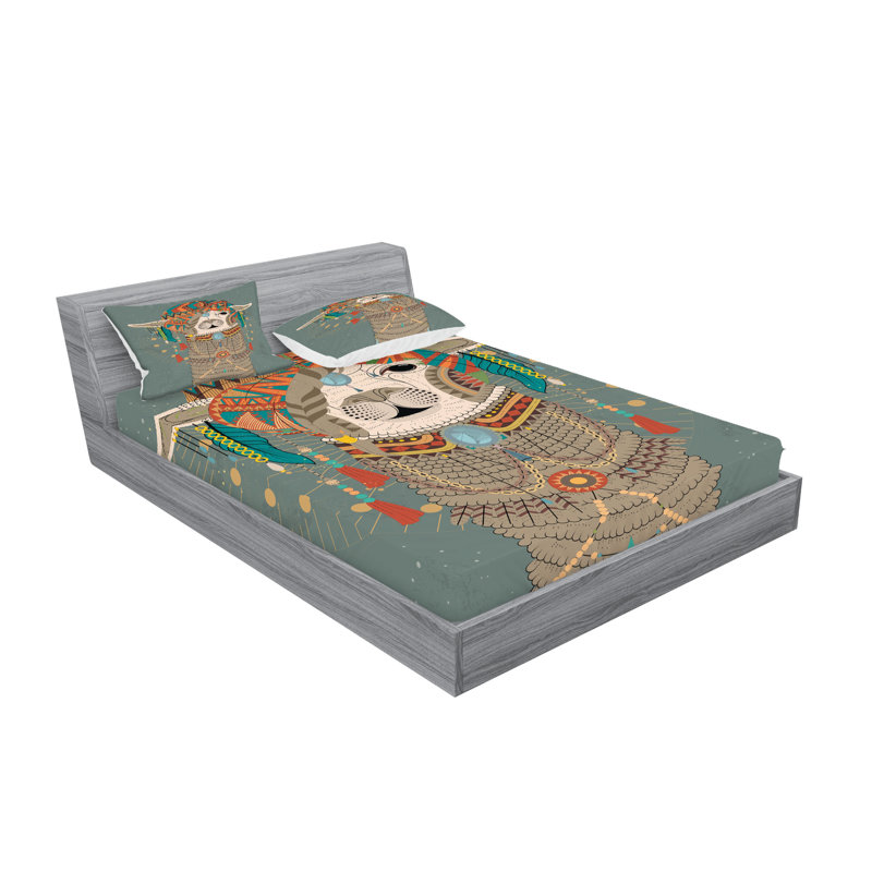 Multicolore drap-housse et coussin décoratif Ambesonne, Ensemble de draps pour très grand lit californien