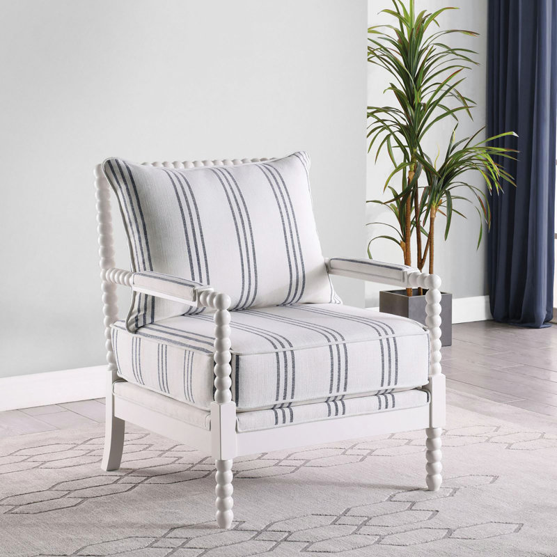 Chaise d'appoint rembourrée à rayures