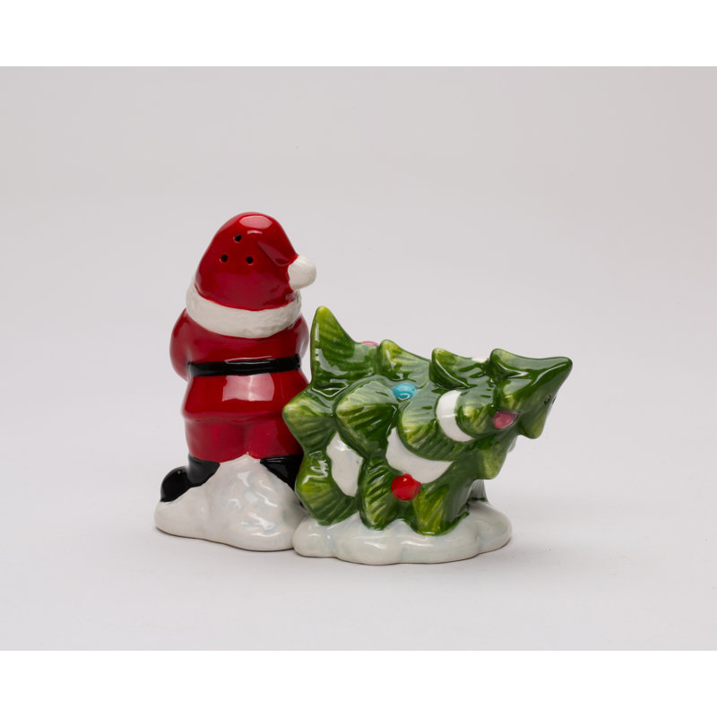 Santa Gnome Pulling Tree Salt And Pepper