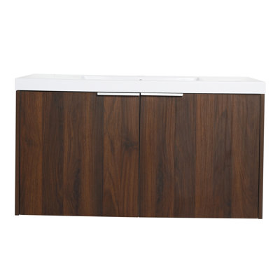 Meuble-lavabo de 36 po avec lavabo, style et fonctionnalité modernes, porte à fermeture en douceur, 2 portes, noyer, rangement spacieux pour les besoins de 36 po, capacité de répondre aux besoins fonctionnels, tâches quotidiennes abondantes